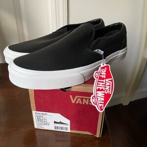 VANS Classic Slip-on Black Mesh Sneakers Men 8.5/Women 10